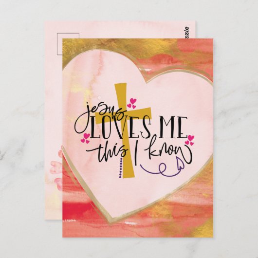 "Jezus houdt van me, dit weet ik" Valentijnsdag Briefkaart (Voorkant / Achterkant)