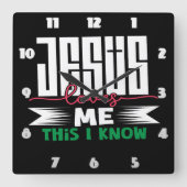 Jezus houdt van me, dit weet ik vierkante klok (Voorkant)