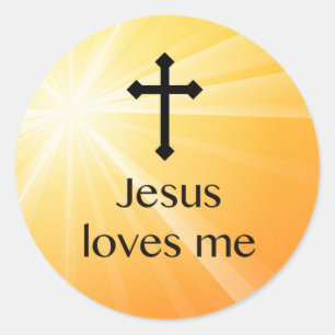 Jezus houdt van me dwars Oranje ticker Ronde Sticker