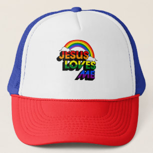 Jezus houdt van me gay regenboog gay pride vlag en trucker pet