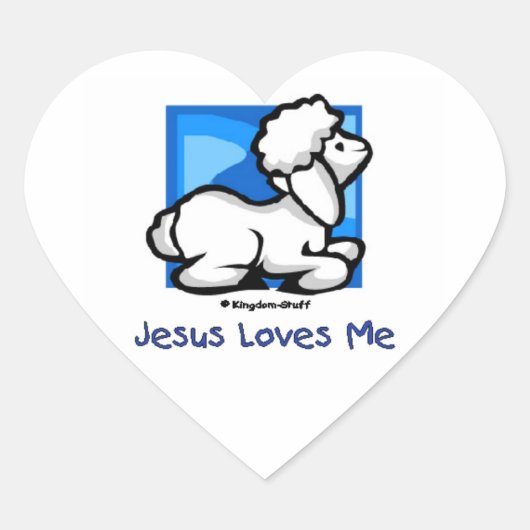 Jezus houdt van me Lamb Hart Sticker (Voorkant)