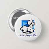 Jezus houdt van me Lamb Ronde Button 5,7 Cm (Voorkant /achterkant)
