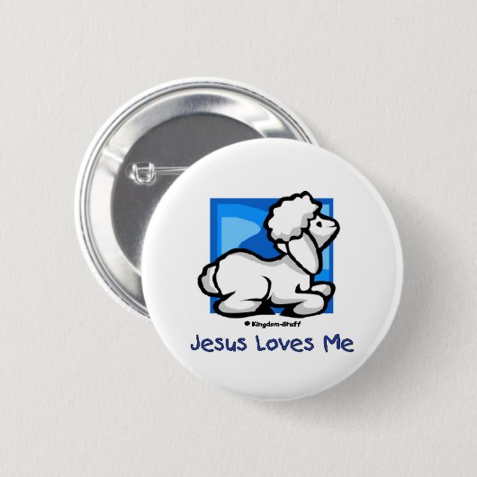 Jezus houdt van me Lamb Ronde Button 5,7 Cm (Voorkant /achterkant)