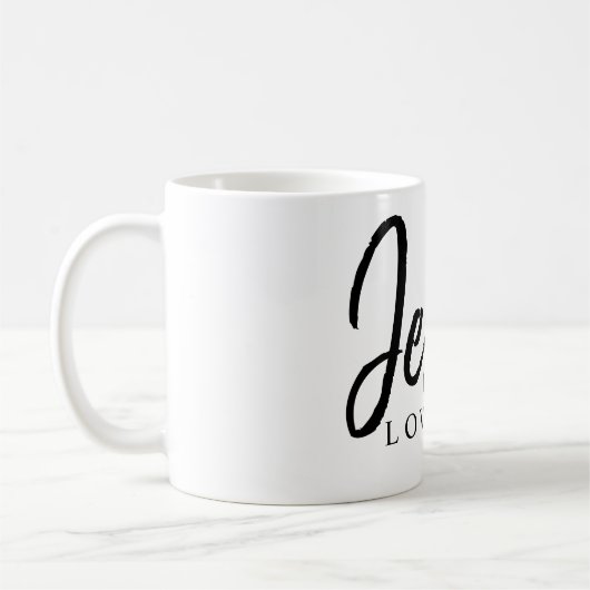 Jezus houdt van me met rood hart | koffiemok (Links)