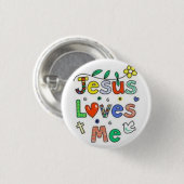 Jezus houdt van me ronde button 3,2 cm (Voorkant /achterkant)