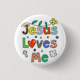 Jezus houdt van me ronde button 3,2 cm