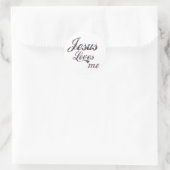 Jezus houdt van me ronde sticker (Tas)
