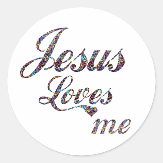 Jezus houdt van me ronde sticker (Voorkant)