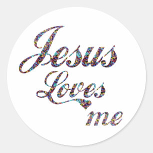 Jezus houdt van me ronde sticker