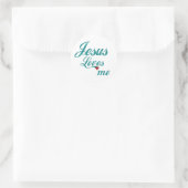 Jezus houdt van me ronde sticker (Tas)