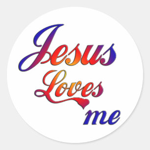 Jezus houdt van me ronde sticker