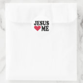 Jezus houdt van me ronde sticker (Tas)