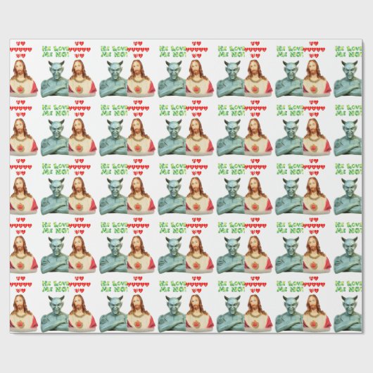 Jezus houdt van me... satan houdt van me. cadeaupapier (Vlak)