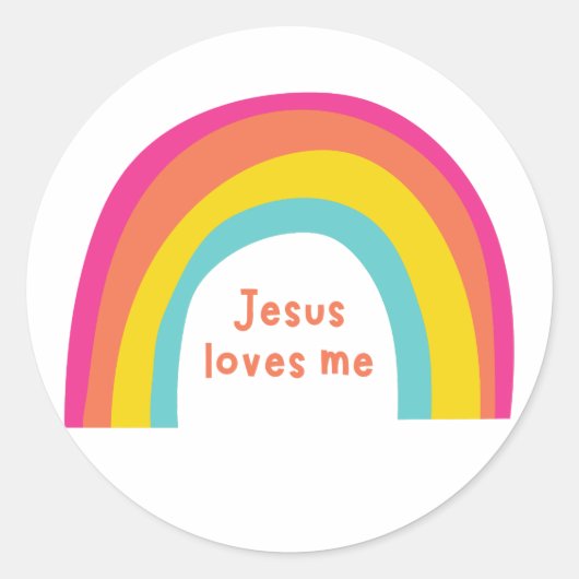 Jezus houdt van me Stickers kinder regenboog (Voorkant)