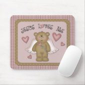 Jezus houdt van me teddybeer engel mousepad muismat (Met muis)