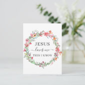Jezus houdt van me Waterverf Floral Wreath Poster Briefkaart (Staand voorkant)