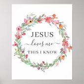 Jezus houdt van me Waterverf Wreath Poster (Voorkant)