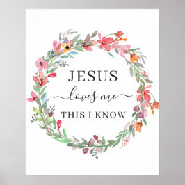 Jezus houdt van me Waterverf Wreath Poster