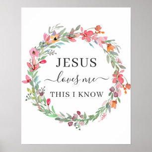 Jezus houdt van me Waterverf Wreath Poster