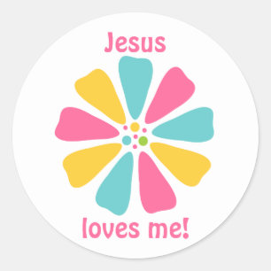 Jezus houdt van me zondagsschool ronde sticker