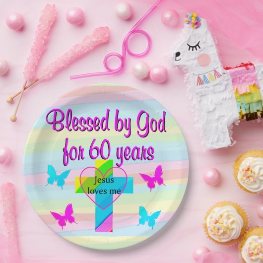 JEZUS HOUDT VAN MIJ 60STE VERJAARDAG PAPIEREN BORD (Feest)