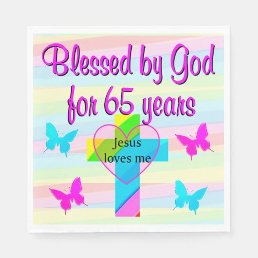 JEZUS HOUDT VAN MIJ 65E VERJAARDAG PAPIEREN SERVET (Voorkant)