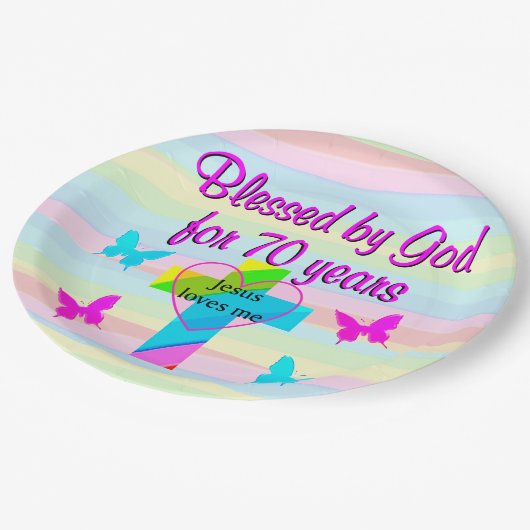 JEZUS HOUDT VAN MIJ 70STE VERJAARDAG PAPIEREN BORD (Gekanteld)