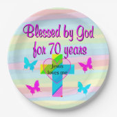 JEZUS HOUDT VAN MIJ 70STE VERJAARDAG PAPIEREN BORD (Voorkant)