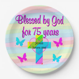 JEZUS HOUDT VAN MIJ 75E VERJAARDAG PAPIEREN BORDEN PAPIEREN BORDJE