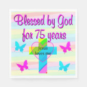 JEZUS HOUDT VAN MIJ 75E VERJAARDAG PAPIEREN SERVET (Voorkant)