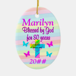 JEZUS HOUDT VAN MIJ 80STE VERJAARDAG CUSTOM ORNAME KERAMISCH ORNAMENT