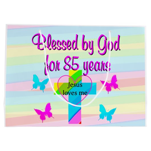 JEZUS HOUDT VAN MIJ 85E VERJAARDAG CADEAU TAS GROOT CADEAUZAKJE (Achterkant)