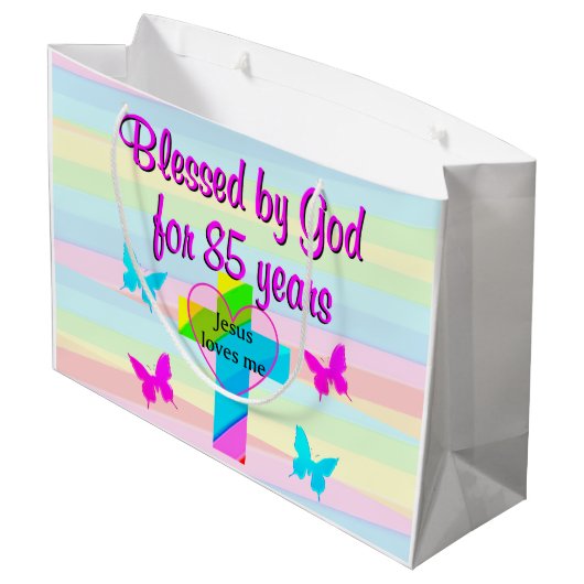 JEZUS HOUDT VAN MIJ 85E VERJAARDAG CADEAU TAS GROOT CADEAUZAKJE (Achterkant Gekanteld)