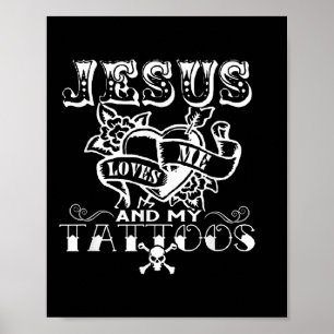 Jezus houdt van mij & Mijn Tattoos Christelijk Poster