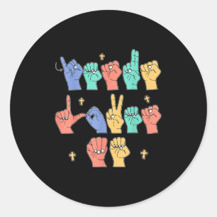 Jezus Houdt Van Mij Asl Christelijke Jezus Peuter  Ronde Sticker
