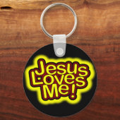 Jezus houdt van mij! Button Sleutelhanger (Voorkant)