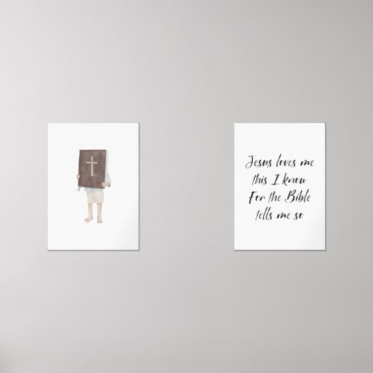 Jezus houdt van mij Christelijke jongen met bijbel Muurkunst Sets (Voorkant)
