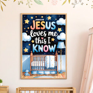 Jezus Houdt Van Mij Christelijke Peuter Muur Kunst Poster