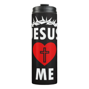 Jezus houdt van mij christen religieus thermosbeker