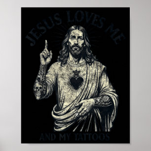 Jezus houdt van mij en mijn tatoeages Christelijke Poster