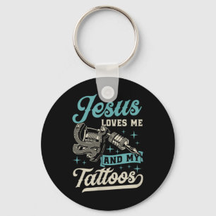 Jezus houdt van mij en mijn Tattoos geïnkt Christe Sleutelhanger