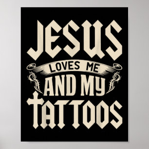 Jezus houdt van mij en mijn Tattoos Inkt Tattoo &  Poster