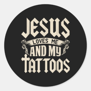 Jezus houdt van mij en mijn Tattoos Inkt Tattoo &  Ronde Sticker