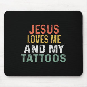 Jezus houdt van mij en mijn Tattoos retro Tattoo m Muismat