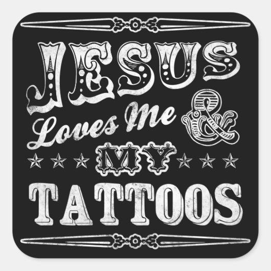 Jezus houdt van mij en mijn Tattoos Stickers (Voorkant)