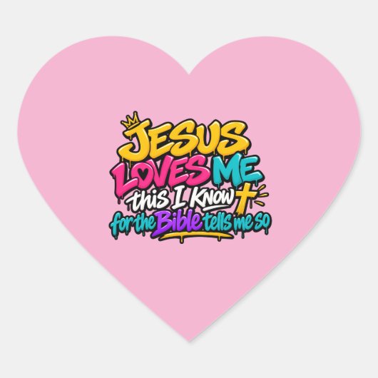 Jezus houdt van mij hart sticker (Voorkant)