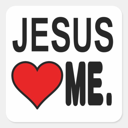 Jezus houdt van mij Jezus geschenken Vierkante Sticker (Voorkant)