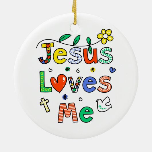 Jezus houdt van mij keramisch ornament (Achterkant)