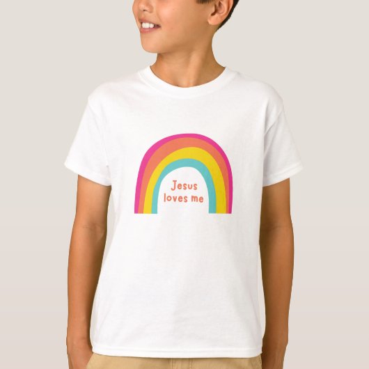 Jezus houdt van mij kinder regenboog T-Shirt (Voorkant)