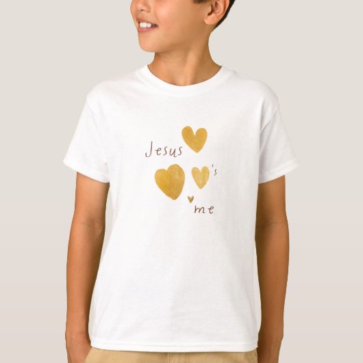Jezus houdt van mij. Kinder T-shirt modern (Voorkant)